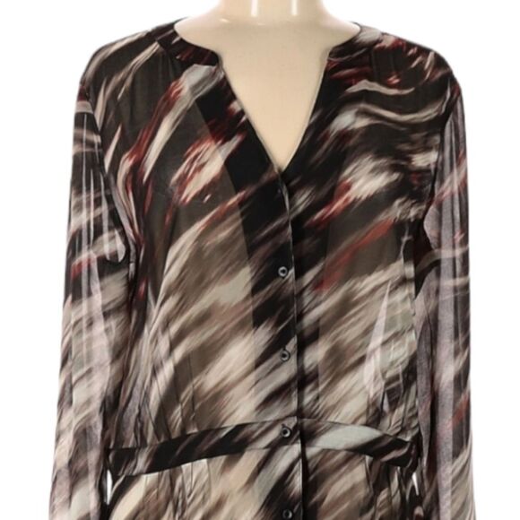 Hinge Blouse Womens Size M Pleated Peplum Neutral Black Brown Fairygrunge - Picture 5 of 5